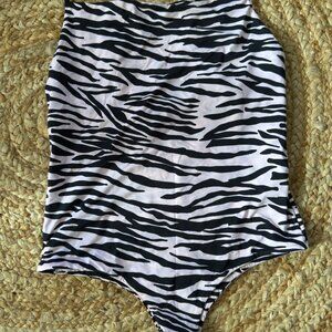 NEW LARGE Mai Underwear Zebra Print Mod Bodysuit